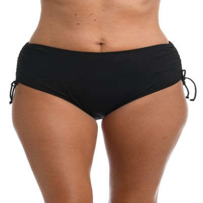 24th & Ocean womens Plus Size High Waist Side Tie Hipster Swimsuit Bikini Bottoms, Black Solid, 22 Plus