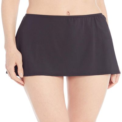 24th & Ocean Women's Standard Skirted Hipster Bikini Swimsuit Bottom, Black//Solid, Medium