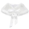 Agoky Girl's Princess Faux Fur Shrug Shoulder Cape Shawl Warm Bridesmaid Party Shawl Stole Shrug White One Size view 1