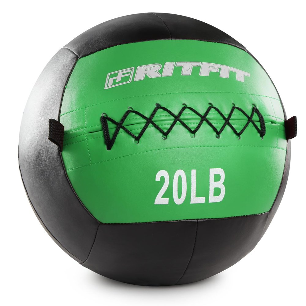 RitFit Soft Medicine Ball/Wall Ball for Strength and Conditioning Workouts, Core Training and Cross Training(5/10/15/20/25/30lbs) (Green(20.0 pounds))