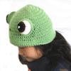 BIBITIME Knit Fog Hat Handmade Eye Beanie Adult or Kid Halloween Photograph Prop (Kids Frog, Head Circumference 19"-20") view 3