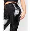 CHICFOR Womens Bell Bottom Flared Pants Glitter Sequin Wide Leg Flared Pant (L, Black) view 2