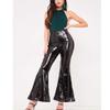 CHICFOR Womens Bell Bottom Flared Pants Glitter Sequin Wide Leg Flared Pant (L, Black) view 3