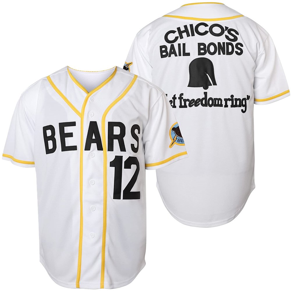 Bad News Bears #12 Tanner Boyle Movie 1976 Chico's Bail Bonds Baseball Jersey (XX-Large, 12 White)