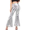 CHICFOR Womens Bell Bottom Flared Pants Glitter Sequin Wide Leg Flared Pant (S, Silver) view 1