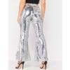 CHICFOR Womens Bell Bottom Flared Pants Glitter Sequin Wide Leg Flared Pant (S, Silver) view 3