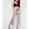 CHICFOR Womens Bell Bottom Flared Pants Glitter Sequin Wide Leg Flared Pant (S, Silver) view 4