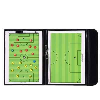 LHIABNN Foldable Leather Football Soccer Magnetic Tactic Marker Coaching Clipboard with Zipper and Marker Pen - Coaching Strategy Guiding Board Kit Equipment Portable Coach Tool (Soccer)