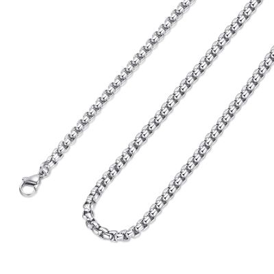 Estendly 4mm 16 To 38In Stainless Steel Rolo Chain Necklace Crude Round Square Chain Necklace for Men Women Jewelry
