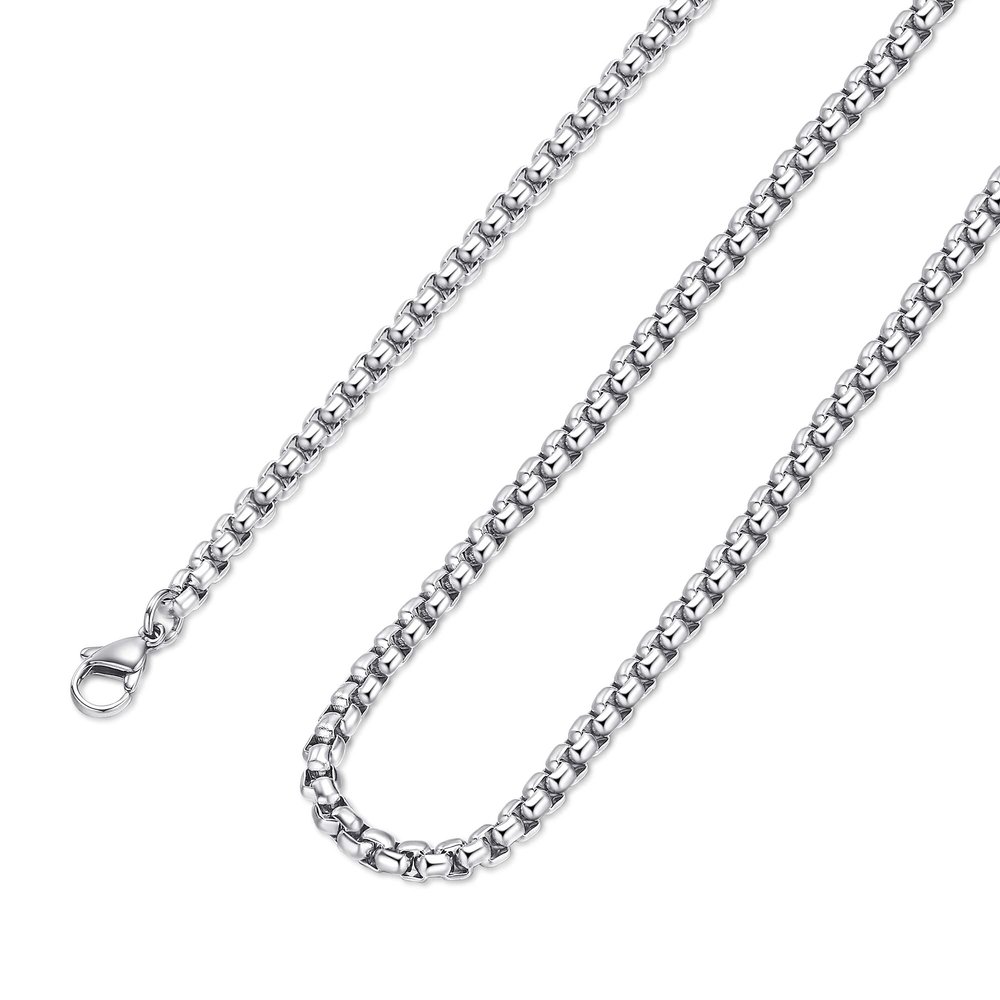 Estendly 4mm 16 To 38In Stainless Steel Rolo Chain Necklace Crude Round Square Chain Necklace for Men Women Jewelry