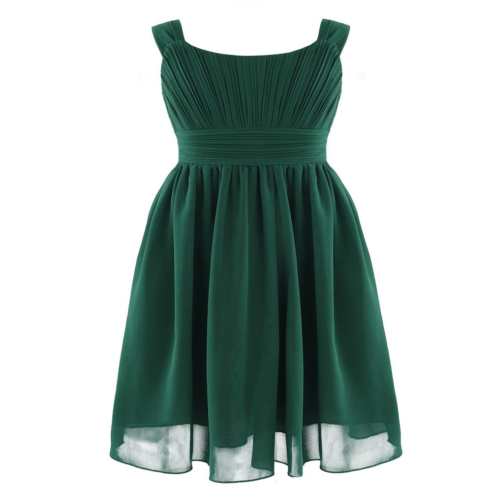 Agoky Kids Elegant Pleated Chiffon Flower Girls Wedding Bridesmaid Prom Pageant Dress Green 8