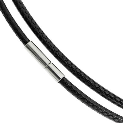 Dreambell Stainless Steel Bayonet Clasp 1.5mm Black Braided Bolo Waxed Cotton Cord Rope Choker Necklace 18''