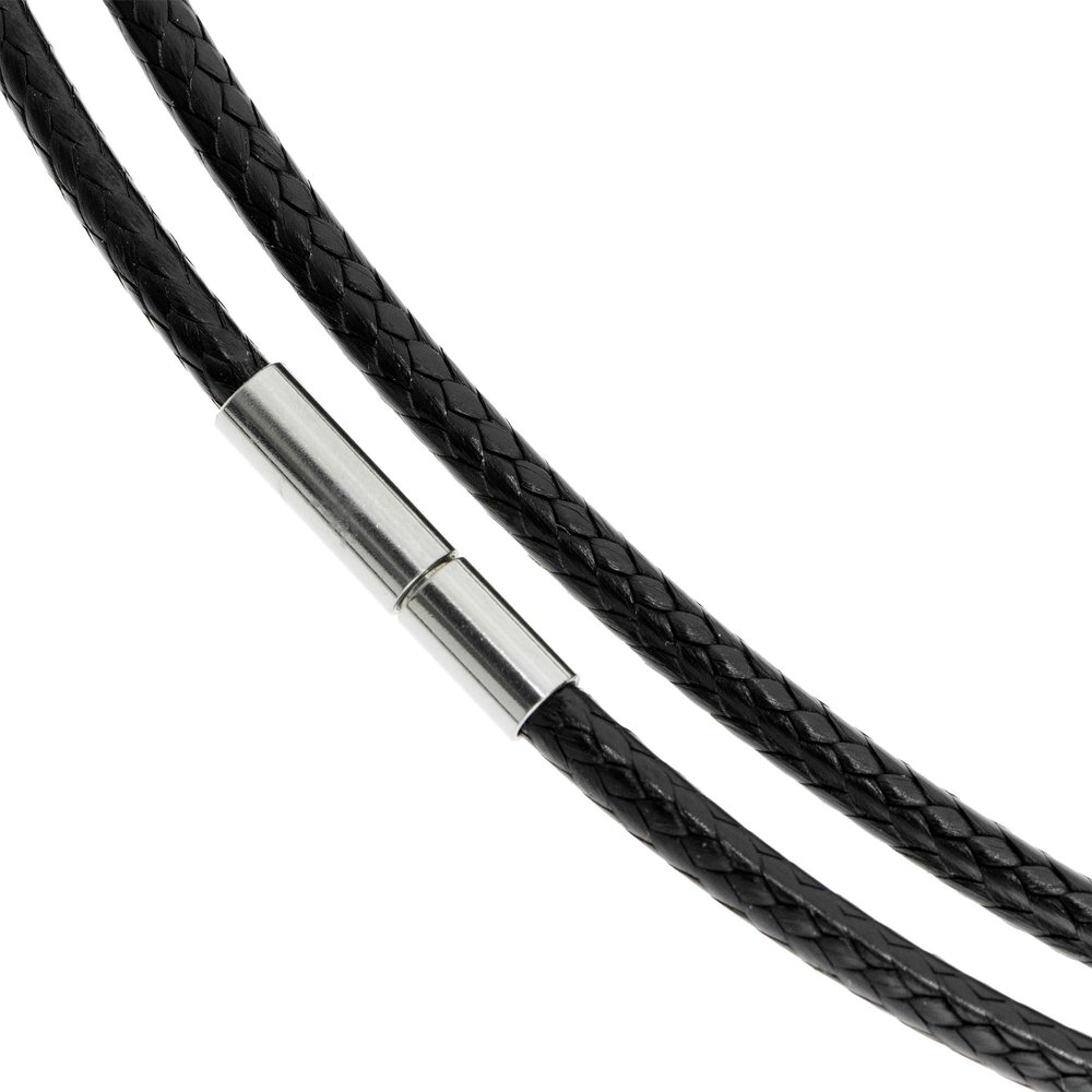 Dreambell Stainless Steel Bayonet Clasp 1.5mm Black Braided Bolo Waxed Cotton Cord Rope Choker Necklace 18''