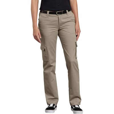 Dickies Women's Relaxed Fit Stretch Cargo Straight Leg Pant Pants, Desert Sand, 4