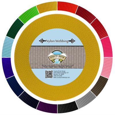 Country Brook Design - 1 1/2 Inch Heavy Duty 100% Real Nylon Webbing - 20+ Vibrant Colors (Gold, 5 Yards)