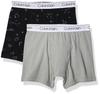 Calvin Klein Kids Boys' Modern Cotton Boxer Brief Underwear 2-Pack, Ck Statement Print Black/Neutral Gray, Small view 1