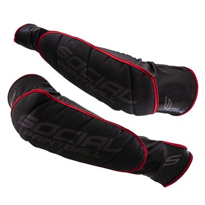 Social Paintball SMPL Arm & Elbow Pads Protection, Black Red (3X-Large)