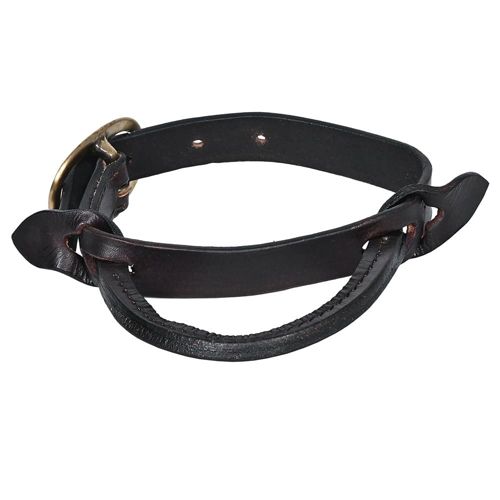 HILASON Horse Saddle Safety Leather Night Latch Adjustable Handle Dark Brown | Horseback Riding Security Equestrian