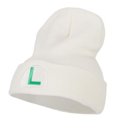e4Hats.com Fire Luigi Embroidered Long Beanie - White Lime OSFM