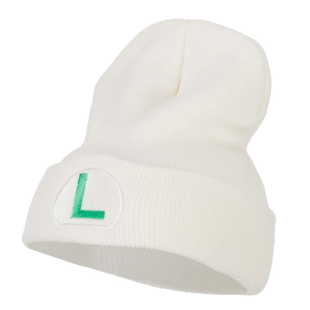 e4Hats.com Fire Luigi Embroidered Long Beanie - White Lime OSFM