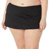 24th & Ocean Women's Plus Size Skirted Hipster Bikini Swimsuit Bottom, Black//Solid, 20W view 1