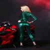 Cresay Women's Sexy Metallic Mermaid Costume Catsuit Long Sleeve Bodysuit-Green-M view 2