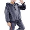 Monvecle Toddler to Big Boys' 2 Piece Long Sleeve Soft Velour Hoodie Tracksuit Top + Sweatpant Jogger Sets Charcoal 10-11 view 3