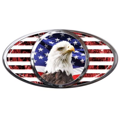 Eagle Oval Chrome RV Vinyl Decal - 12in x 24in
