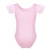 Agoky Kid Girl's Cotton Ruffle Short Sleeve Gymnastics Ballet Dance Leotard Jumpsuit Pink 2-3 view 2