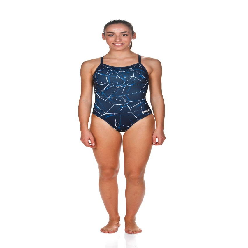 ARENA Water Light Drop Back MaxLife One Piece Swimsuit, Navy - Royal, 22