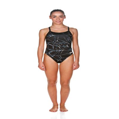 ARENA Women's Water Challenge Back MaxLife One Piece Athletic Training Swimsuit, Black, 22
