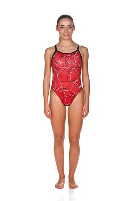 ARENA Women's Water Challenge Back MaxLife One Piece Athletic Training Swimsuit, Red, 22