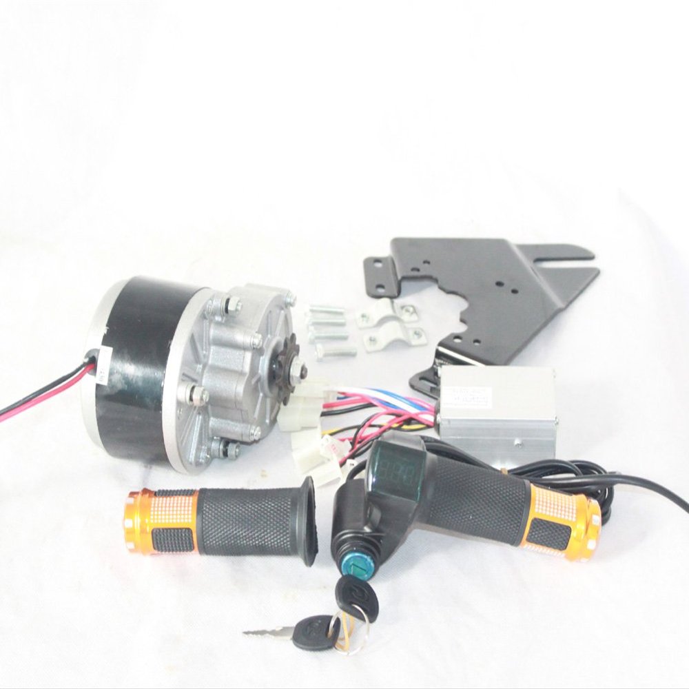 L-faster 24V 36V250W Brush Motor with Controller and Accelerator Handle Bicycle Throttle with Indicator and Key Switch (36Vwithout Foot Bracket)