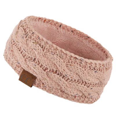 C.C Winter Fuzzy Fleece Lined Thick Knitted Headband Headwrap Earwarmer (HW-33) (Indi Pink-Confetti)