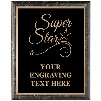 Crown Awards Corporate Appreciation Plaques - 7 x 9 Super Star Classic Black Etched Recognition Trophy Plaque Award Prime