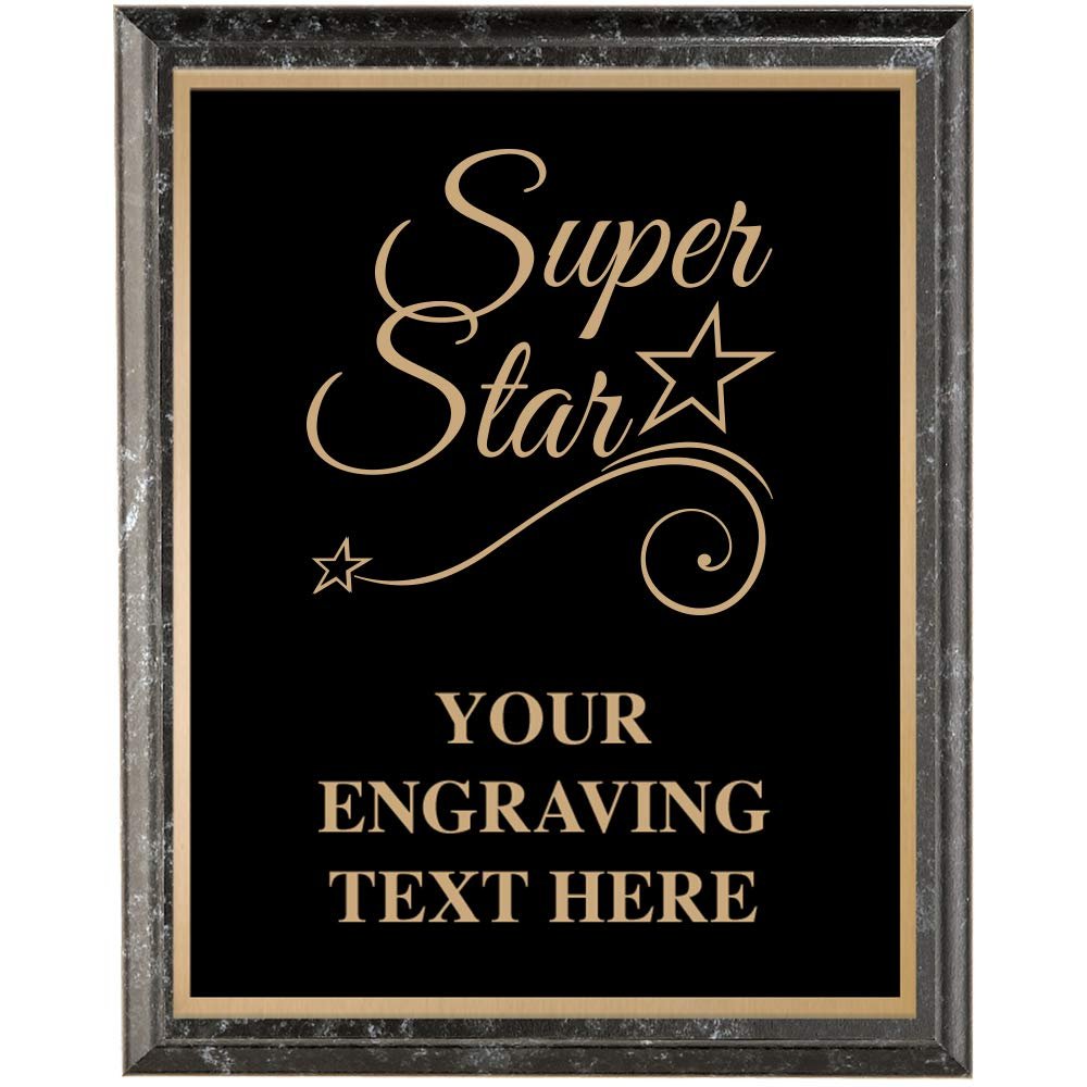 Crown Awards Corporate Appreciation Plaques - 7 x 9 Super Star Classic Black Etched Recognition Trophy Plaque Award Prime