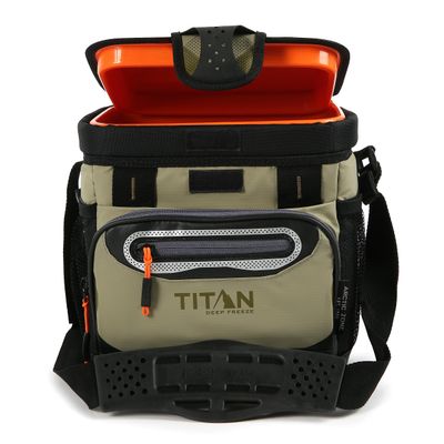 Titan by Arctic Zone Deep Freeze Cooler - 9 Can Zipperless Hardbody Cooler with Deep Freeze Insulation, HardBody Liner, and SmartShelf - Moss Green
