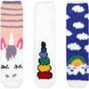 BambooMN Women's Super Soft Warm Microfiber Fuzzy Cozy Unicorn Socks, 3 Pairs Asst C view 1