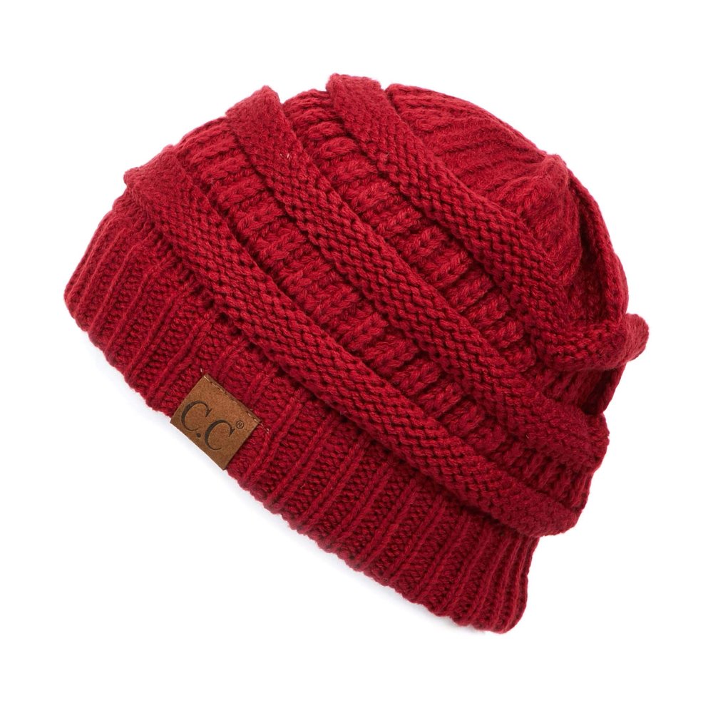 C.C Exclusives Cable Knit Beanie - Thick, Soft & Warm Chunky Beanie Hats (Burgundy)