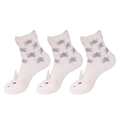 BambooMN Women's Super Soft Warm Microfiber Fuzzy Cozy Unicorn Socks, 3 Pairs Color 02 Star Unicorn