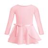 ACSUSS Kids Girls Team Basic Ballet Tutu Dress Dancewear Cotton Long Sleeve Leotard with Chiffon Wrap Skirt Pearl Pink 12-14 view 1