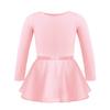 ACSUSS Kids Girls Team Basic Ballet Tutu Dress Dancewear Cotton Long Sleeve Leotard with Chiffon Wrap Skirt Pearl Pink 12-14 view 2