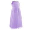 ranrann Kids Flower Girl Dress Ruffle Round Neck Chiffon Long Dress Bridesmaid Wedding Pageant Formal Event Ball Gown Lavender 8 view 2