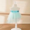 ACSUSS Kids Girls Ballet Dance Dress Lyrical Sleeveless Sequins Splice Tulle Gymnastic Leotard Dancewear Asymmetric Mint Green 10-12 view 4