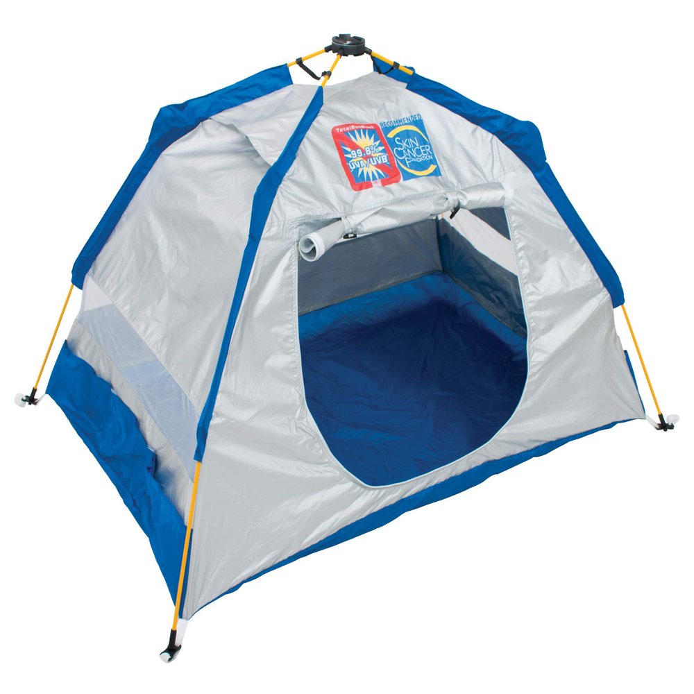 RIO Brands Beach Total Sun Block UPF 50+ Baby Sun Shade Pop-Up Beach Shelter, Silver, 62" x 41" x 36" (ATSBSD103-2019-1)