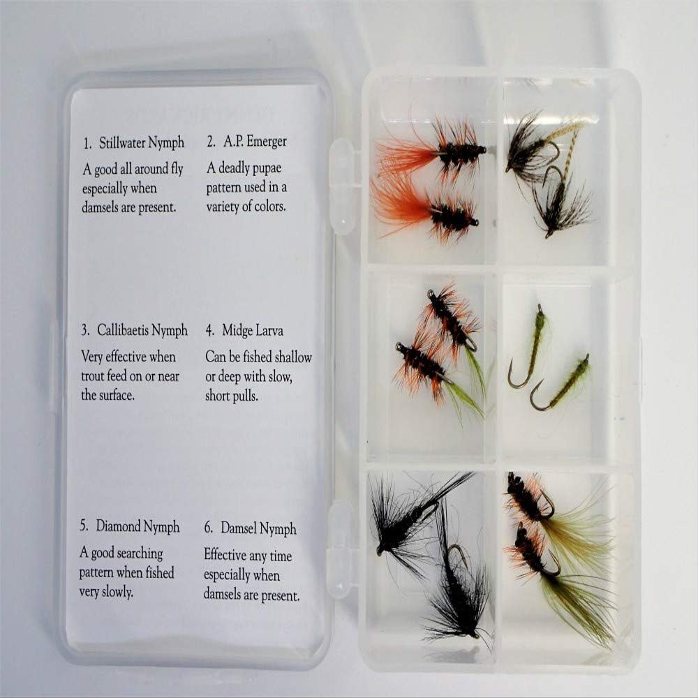 Crystal Creek Anglers Denny Rickards 12 Fly Assortment Trophy Trout & Seal Bugger Patterns (Stillwater Nymph & Stillwater)