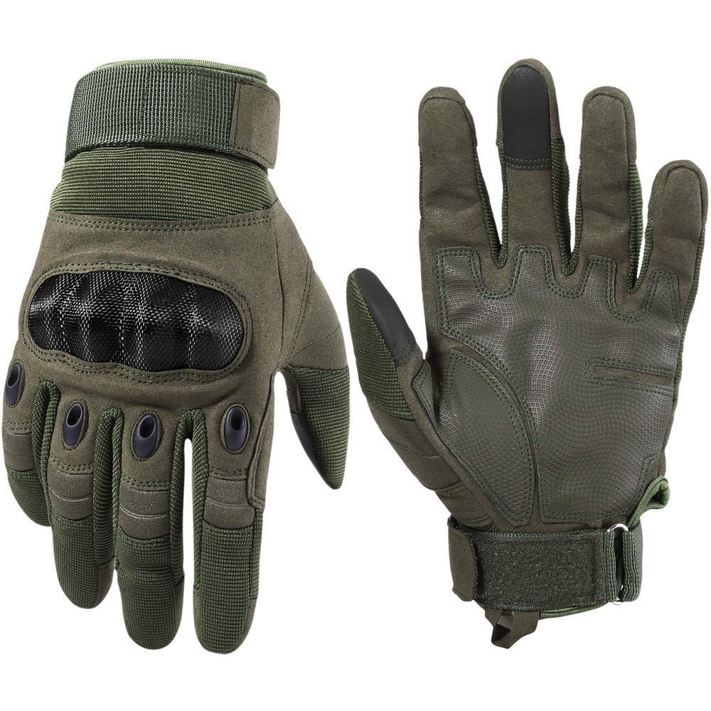 WTACTFUL Touchscreen Motorcycle Tactical Gloves for Men for Airsoft Paintball Cycling Motorbike MTB Bike ATV Hunting Hiking Riding Work Outdoor Sport Work Gloves Green Small