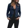 JOFOW Womens Jacket,Motorcycle Military Solid Zipper Cuff Turn Down Collar Coat Casual Chic Cool Slim Tunic Motorcycle Jackets (M,Blue) view 1