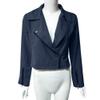 JOFOW Womens Jacket,Motorcycle Military Solid Zipper Cuff Turn Down Collar Coat Casual Chic Cool Slim Tunic Motorcycle Jackets (M,Blue) view 3