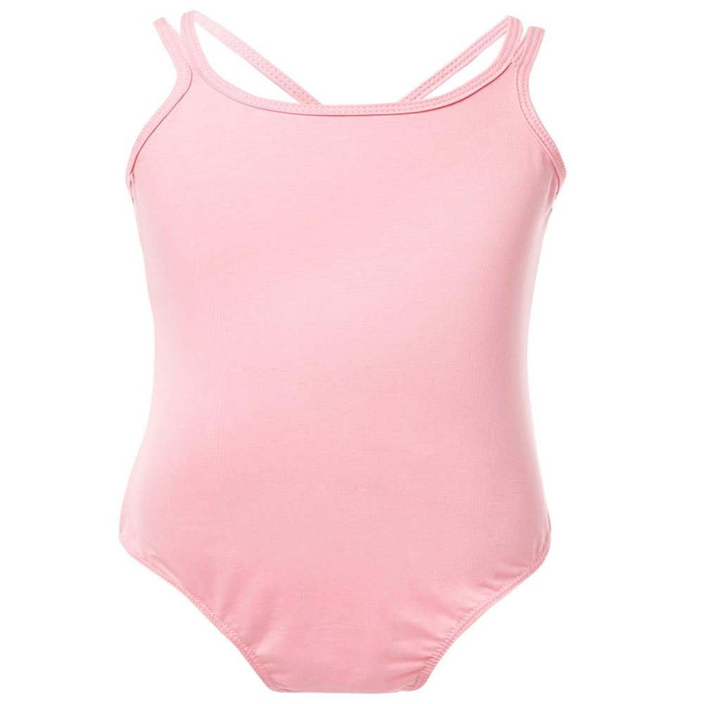 Agoky Girl's Basic Crisscross Back Gymnastic Dance Clothing Cotton Cami Ballet Performance Dancewear Sports Leotard Unitard Pink 8-10 Years